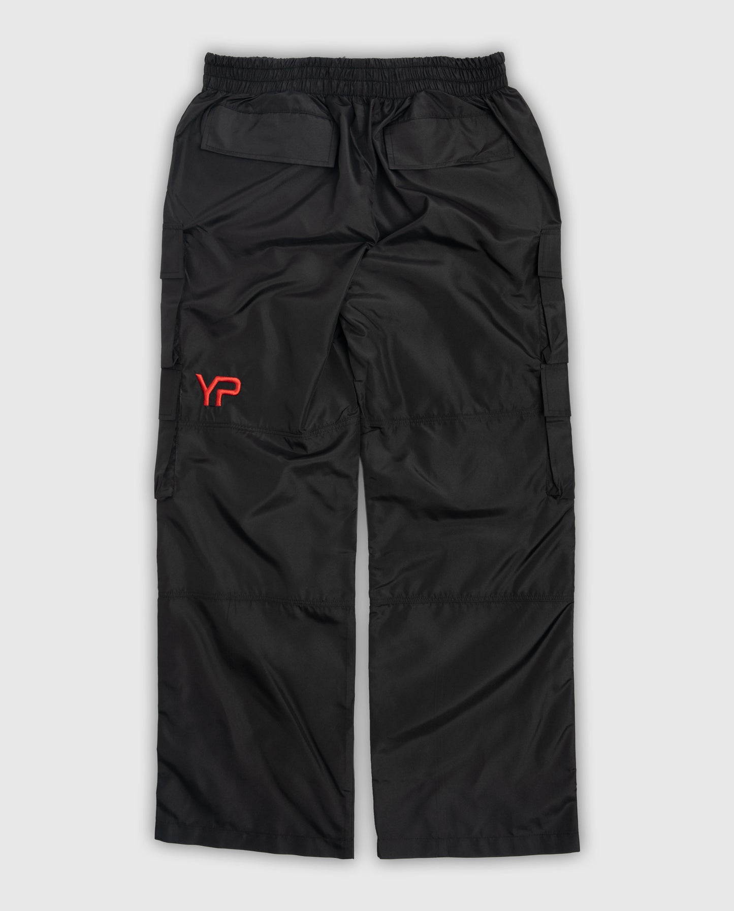 YP OVERSIZE STACKED BLACK TRACKPANTS