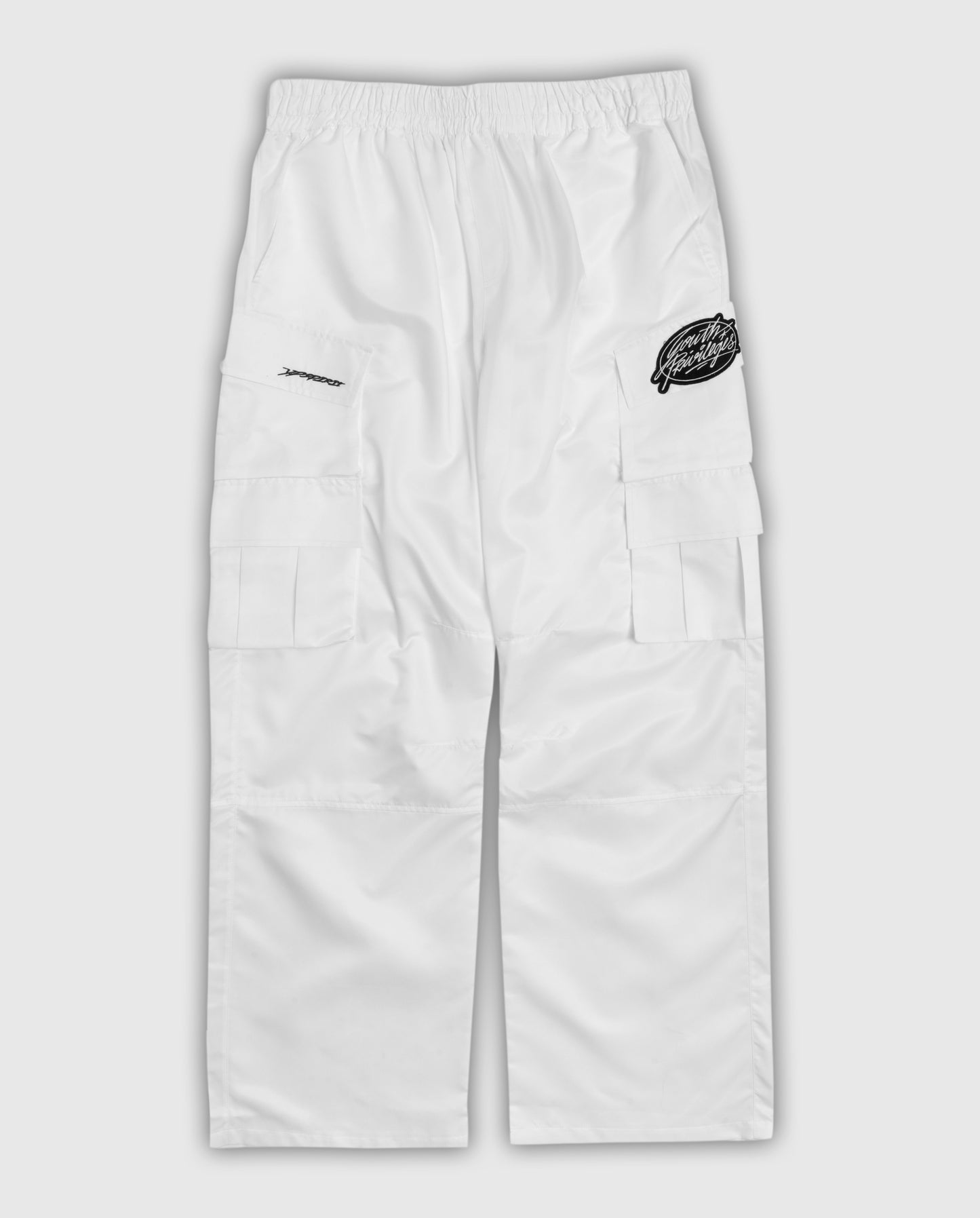 YP OVERSIZE STACKED WHITE TRACKPANTS